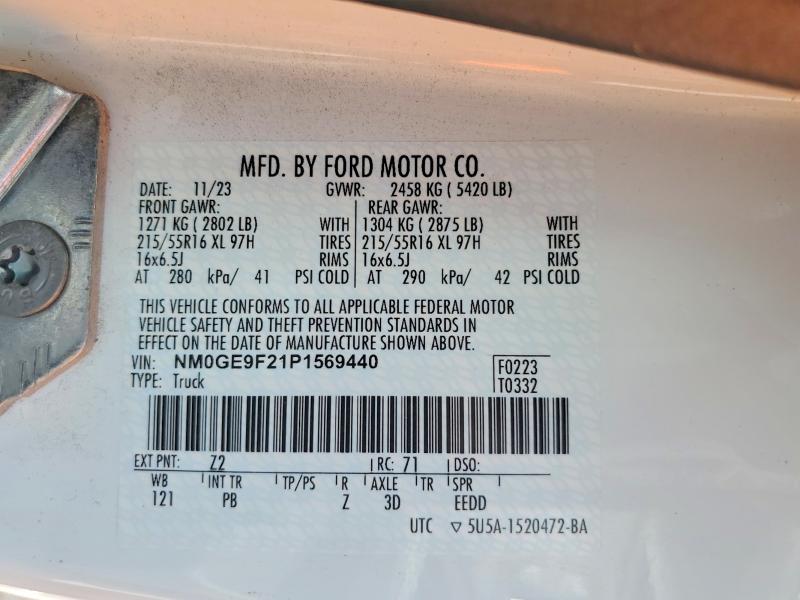 2023 Ford Transit Connect მანქანა იყიდება აუქციონზე, vin: NM0GE9F21P1569440, აუქციონის ნომერი: 79400795