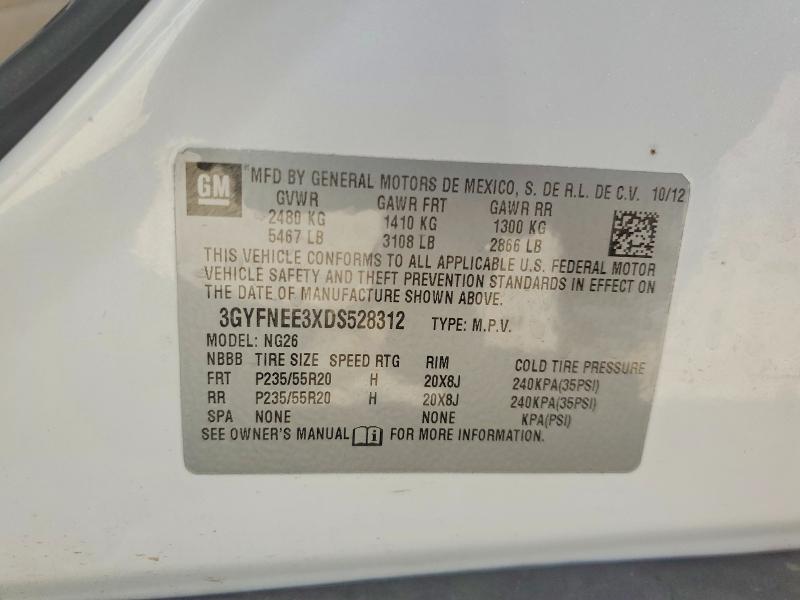 46176726 :رقم المزاد ، 3GYFNEE3XDS528312 vin ، 2013 Cadillac Srx مزاد بيع