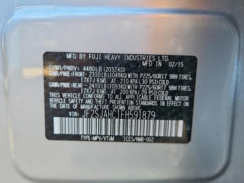 Aukcja sprzedaży 2015 Subaru Forester, vin: JF2SJAHC1FH591879, numer aukcji: 46704676