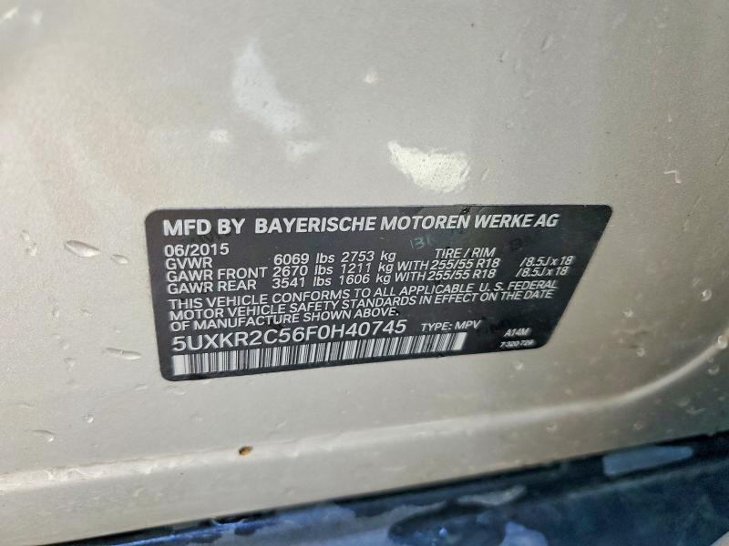 2015 Bmw X5 მანქანა იყიდება აუქციონზე, vin: 5UXKR2C56F0H40745, აუქციონის ნომერი: 46167516