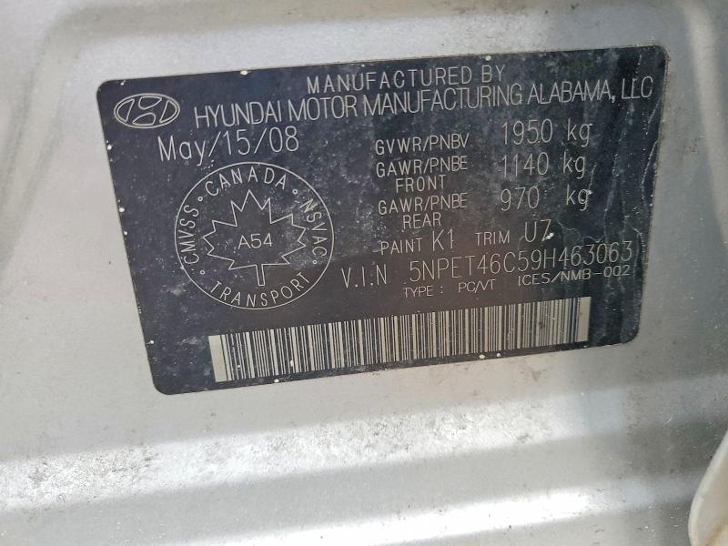 Aukcja sprzedaży 2009 Hyundai Sonata, vin: 5NPET46C59H463063, numer aukcji: 77594725
