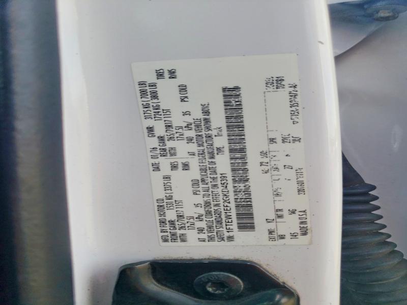 Auction sale of the 2016 Ford F150, vin: 1FTEW1EF2GKD45391, lot number: 45586156