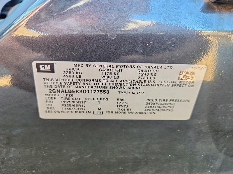 2013 Chevrolet Equinox მანქანა იყიდება აუქციონზე, vin: 2GNALBEK3D1177550, აუქციონის ნომერი: 46948976