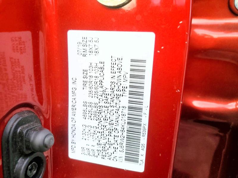 41997806 :رقم المزاد ، 5J6RW2H84KL018718 vin ، 2019 Honda Cr-v مزاد بيع