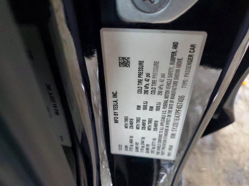 48190116 :رقم المزاد ، 5YJ3E1EA7PF457406 vin ، 2023 Tesla Model 3 مزاد بيع
