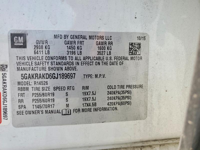 Продажа на аукционе авто 2016 Buick Enclave, vin: 5GAKRAKD6GJ189697, номер лота: 47795916