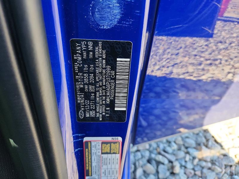 46808866 :رقم المزاد ، KMHLM4AG6PU370999 vin ، 2023 Hyundai Elantra مزاد بيع