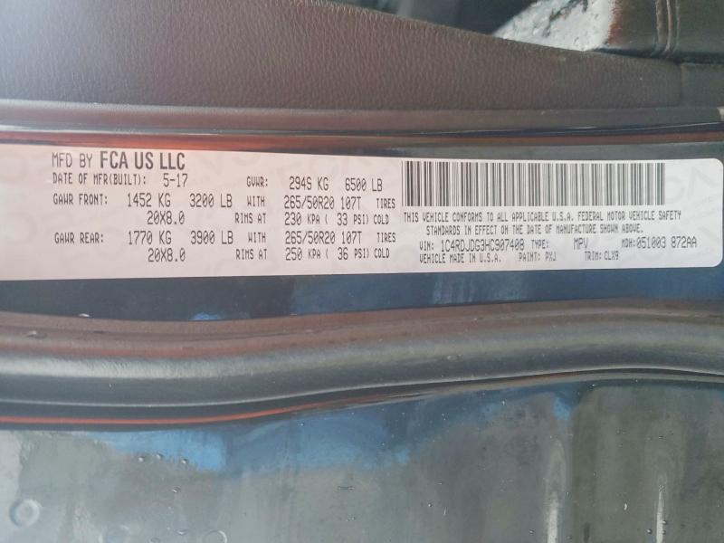 Продажа на аукционе авто 2017 Dodge Durango, vin: 1C4RDJDG3HC907408, номер лота: 77461335