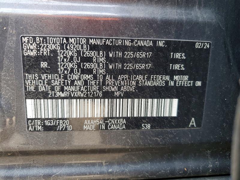 47419576 :رقم المزاد ، 2T3MWRFVXRW212176 vin ، 2024 Toyota Rav4 Hybrid مزاد بيع