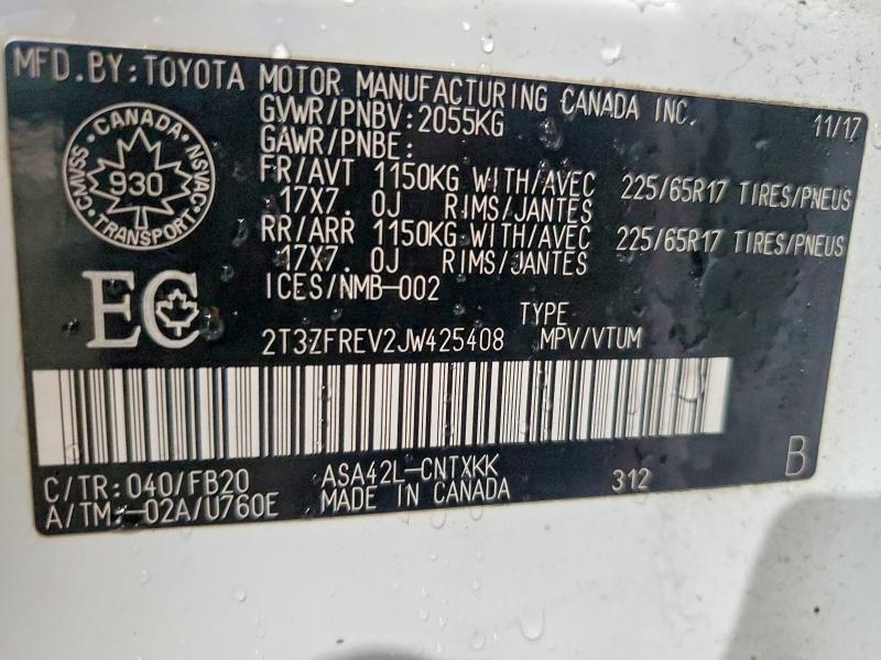 Продажа на аукционе авто 2018 Toyota Rav4, vin: 2T3ZFREV2JW425408, номер лота: 79758305
