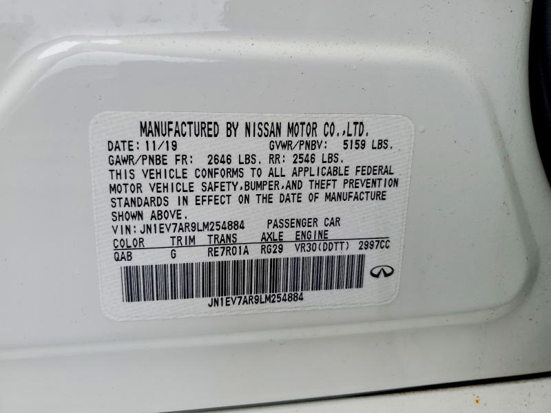 46311056 :رقم المزاد ، JN1EV7AR9LM254884 vin ، 2020 Infiniti Q50 مزاد بيع
