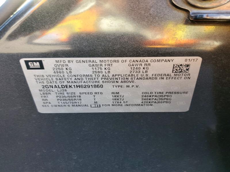 Aukcja sprzedaży 2017 Chevrolet Equinox, vin: 2GNALDEK1H6291860, numer aukcji: 79463245