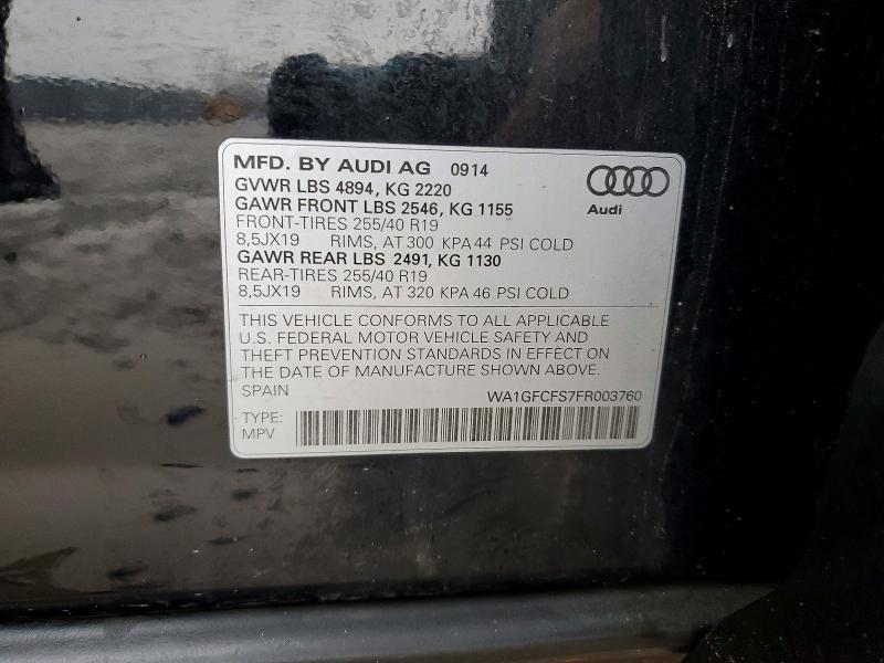Продажа на аукционе авто 2015 Audi Q3, vin: WA1GFCFS7FR003760, номер лота: 79819895