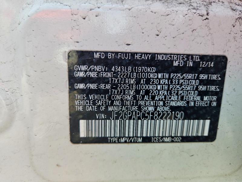 Продаж на аукціоні авто 2015 Subaru Xv Crosstrek, vin: JF2GPAPC5F8222190, номер лоту: 47611886
