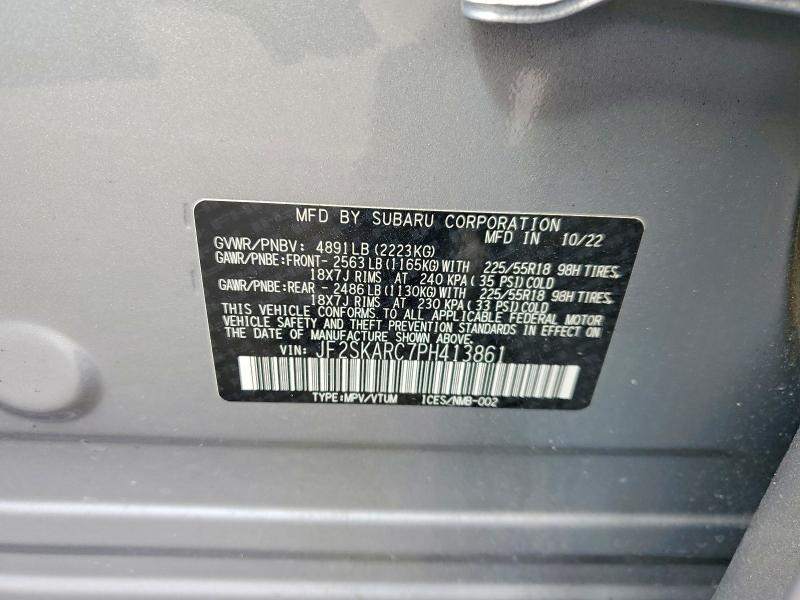 Aukcja sprzedaży 2023 Subaru Forester, vin: JF2SKARC7PH413861, numer aukcji: 79994985