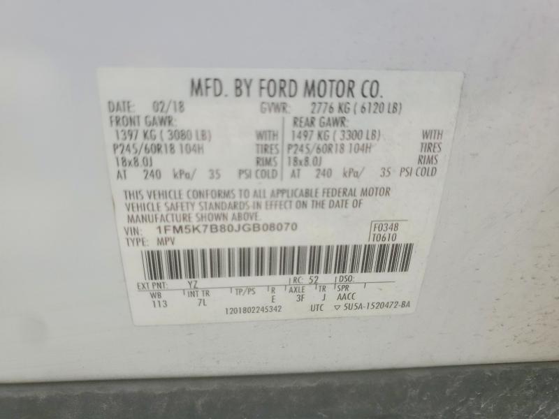 Продаж на аукціоні авто 2018 Ford Explorer, vin: 1FM5K7B80JGB08070, номер лоту: 47202236