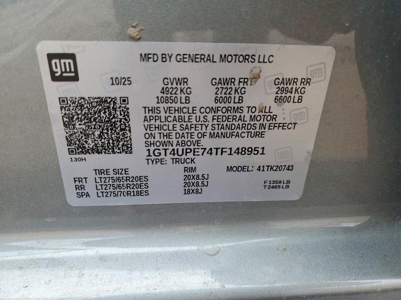 Продаж на аукціоні авто 2026 Gmc Sierra, vin: 1GT4UPE74TF148951, номер лоту: 46961206