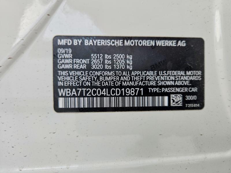 Продаж на аукціоні авто 2020 Bmw 740, vin: WBA7T2C04LCD19871, номер лоту: 41609626