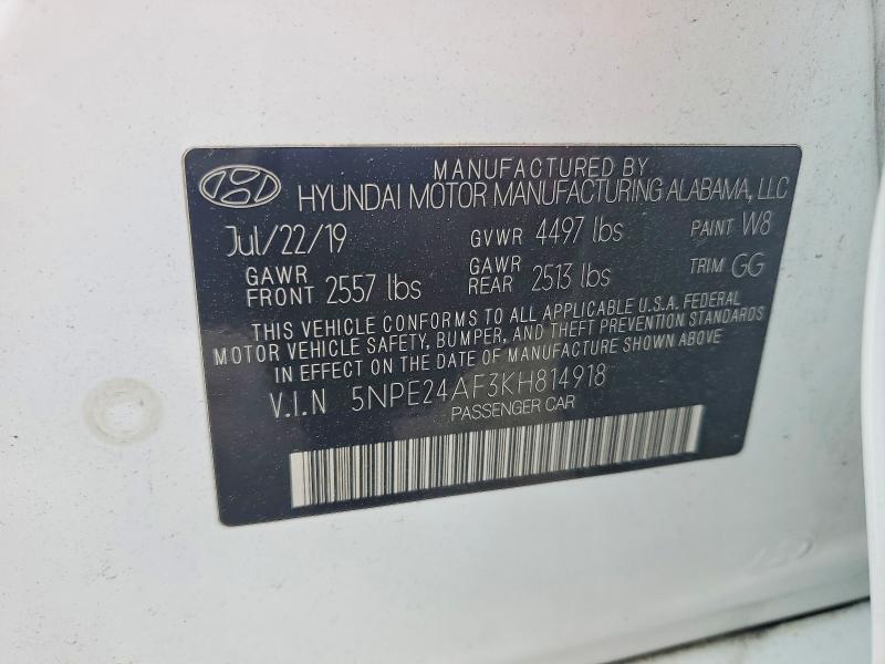 Продаж на аукціоні авто 2019 Hyundai Sonata, vin: 5NPE24AF3KH814918, номер лоту: 45623766