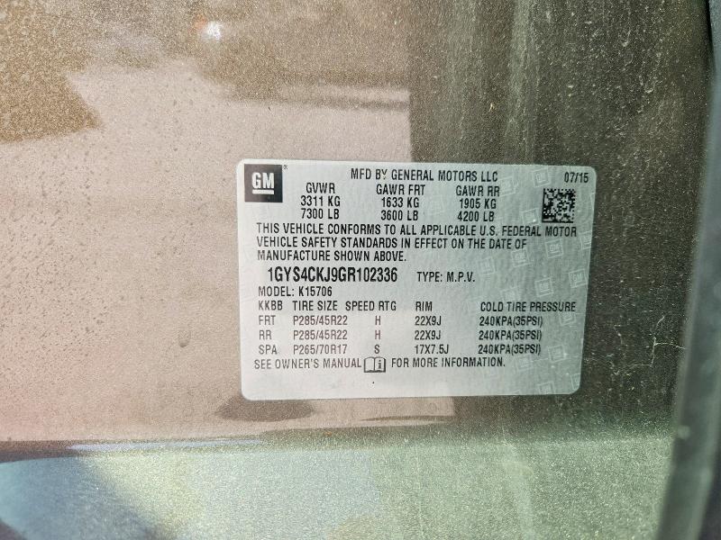 Продаж на аукціоні авто 2016 Cadillac Escalade, vin: 1GYS4CKJ9GR102336, номер лоту: 77585525