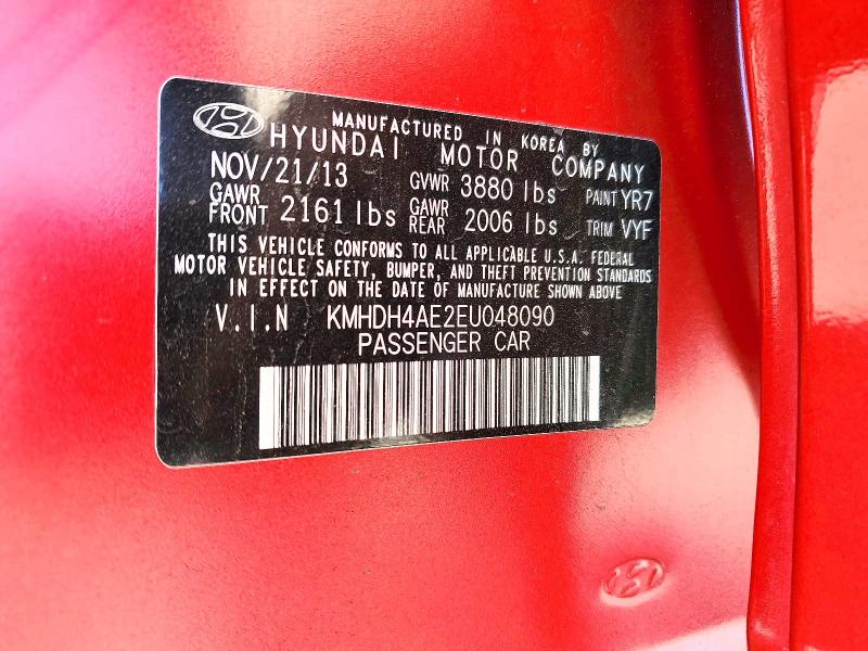 2014 Hyundai Elantra მანქანა იყიდება აუქციონზე, vin: KMHDH4AE2EU048090, აუქციონის ნომერი: 46585486