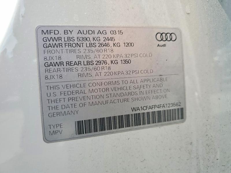 41648866 :رقم المزاد ، WA1CFAFP4FA123562 vin ، 2015 Audi Q5 مزاد بيع