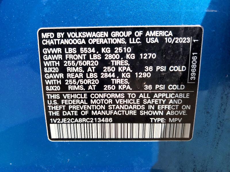 Aukcja sprzedaży 2024 Volkswagen Atlas Cross Sport, vin: 1V2JE2CA8RC213486, numer aukcji: 46756946