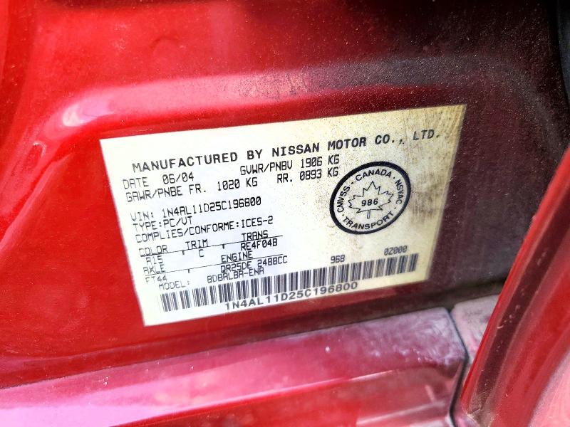 Продаж на аукціоні авто 2005 Niss Altima, vin: 1N4AL11D25C196800, номер лоту: 79982755