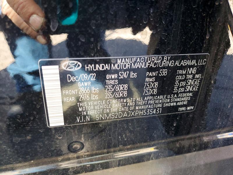 2023 Hyundai Santa Fe მანქანა იყიდება აუქციონზე, vin: 5NMS2DAJXPH535431, აუქციონის ნომერი: 47104276