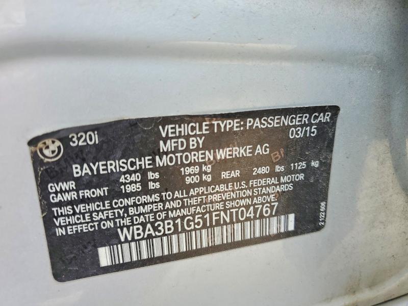 47461356 :رقم المزاد ، WBA3B1G51FNT04767 vin ، 2015 Bmw 320 مزاد بيع