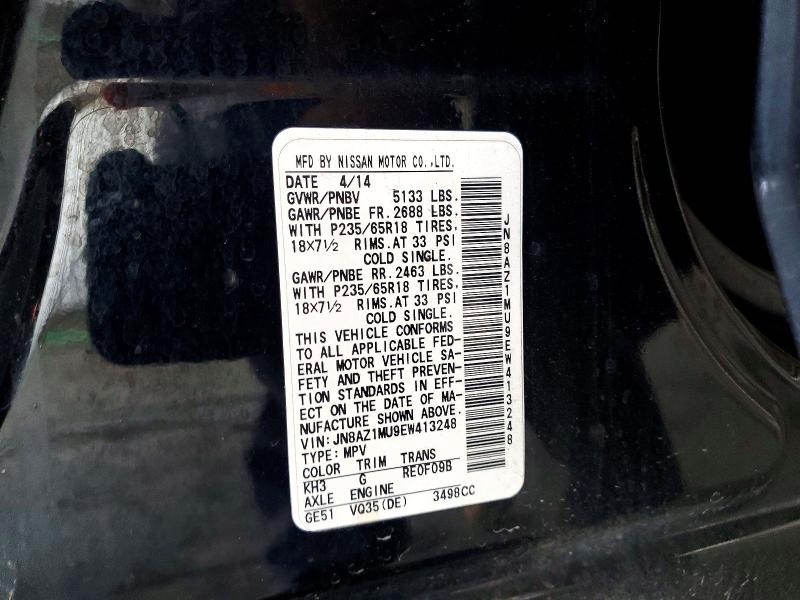 Aukcja sprzedaży 2014 Nissan Murano, vin: JN8AZ1MU9EW413248, numer aukcji: 47833366
