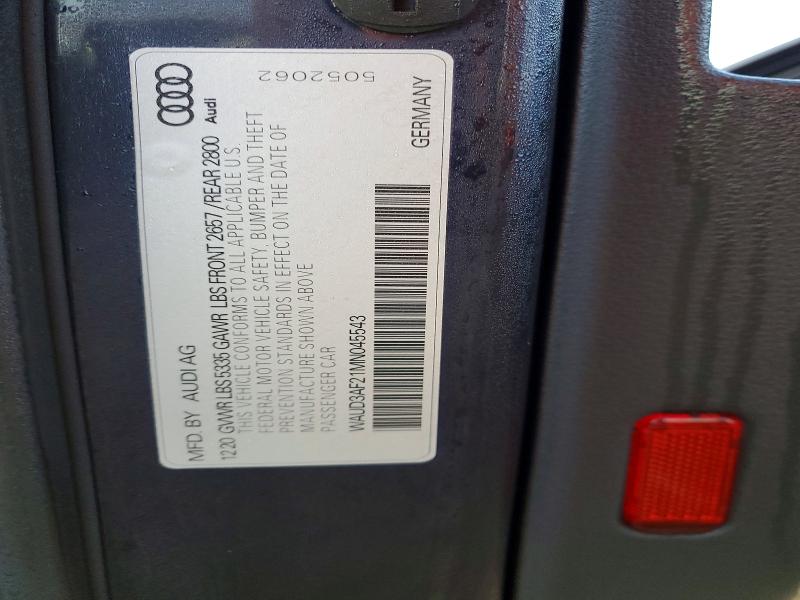 Aukcja sprzedaży 2021 Audi A6, vin: WAUD3AF21MN045543, numer aukcji: 41919886