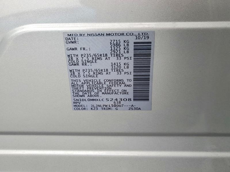 Продажа на аукционе авто 2020 Infiniti Qx60, vin: 5N1DL0MMXLC524308, номер лота: 45941676