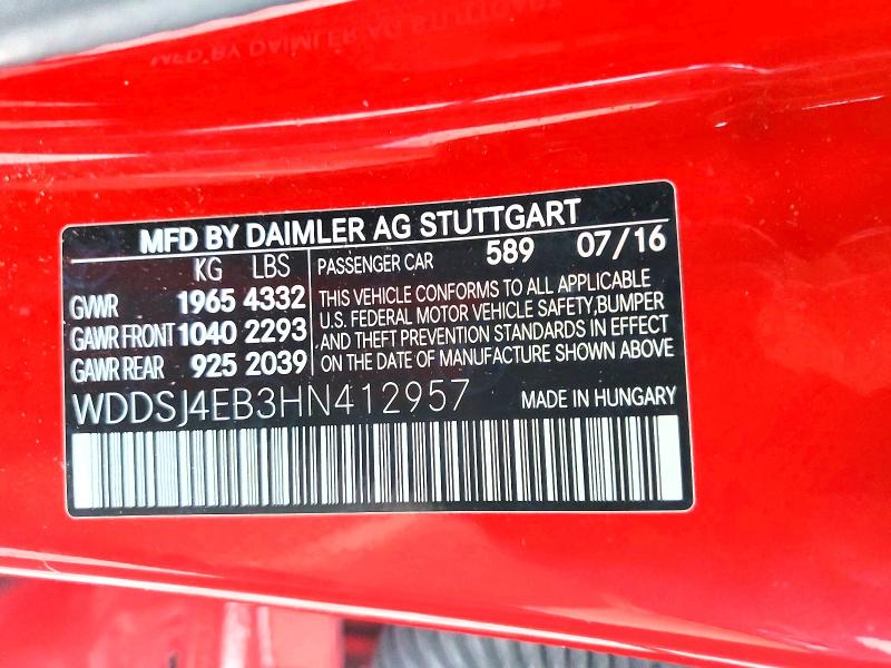 78963365 :رقم المزاد ، WDDSJ4EB3HN412957 vin ، 2017 Mercedes-benz Cla مزاد بيع