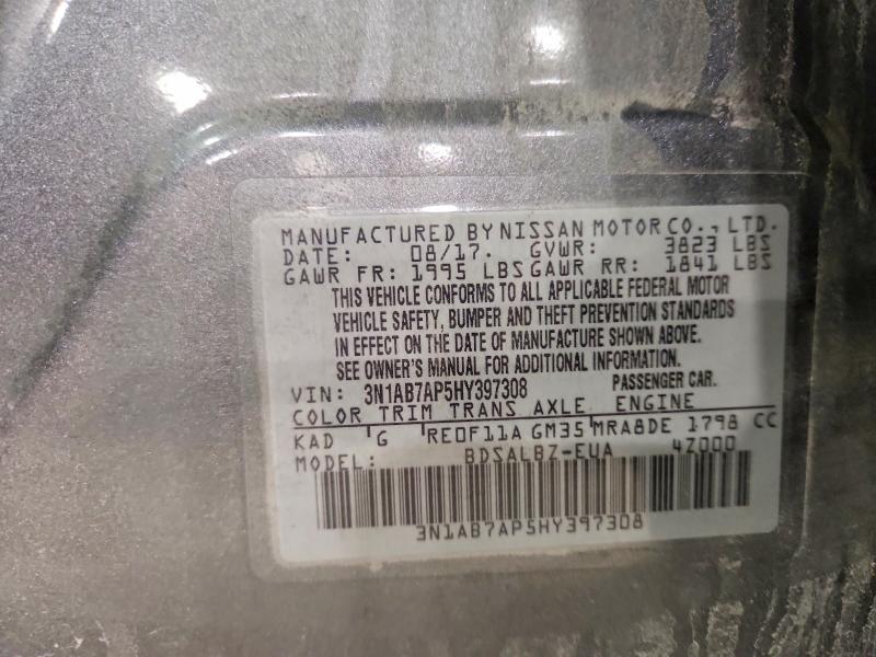 Продажа на аукционе авто 2017 Nissan Sentra, vin: 3N1AB7AP5HY397308, номер лота: 46667736