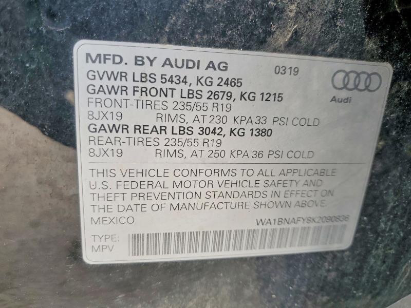 46390496 :رقم المزاد ، WA1BNAFY8K2090836 vin ، 2019 Audi Q5 مزاد بيع