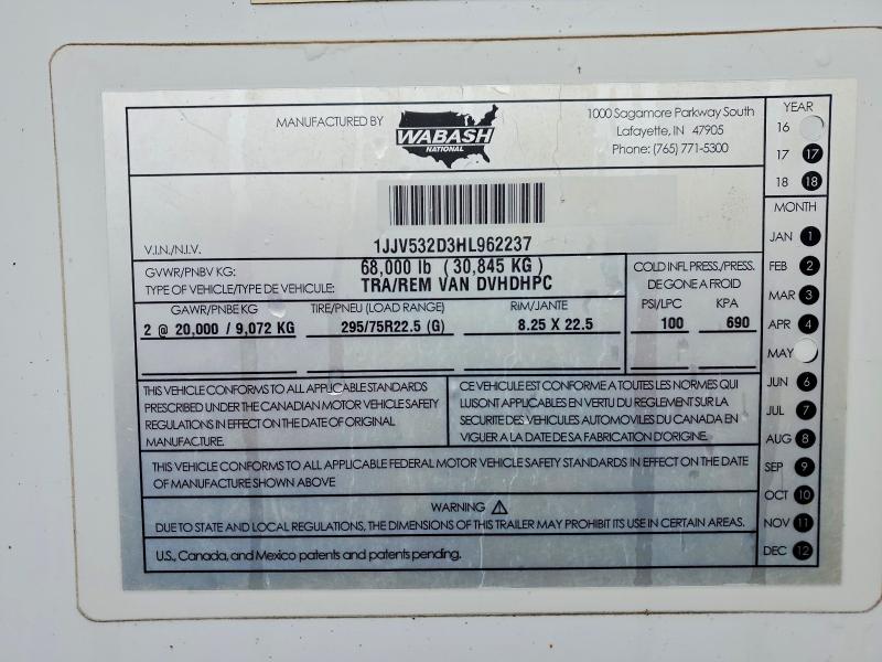 Продаж на аукціоні авто 2017 Wabash Wabash Dry, vin: 1JJV532D3HL962237, номер лоту: 41832136