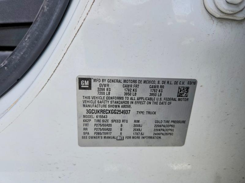 Продажа на аукционе авто 2016 Chevrolet Silverado, vin: 3GCUKRECXGG254937, номер лота: 47265776