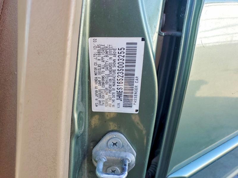2003 Honda Civic მანქანა იყიდება აუქციონზე, vin: JHMES16523S003255, აუქციონის ნომერი: 46767366