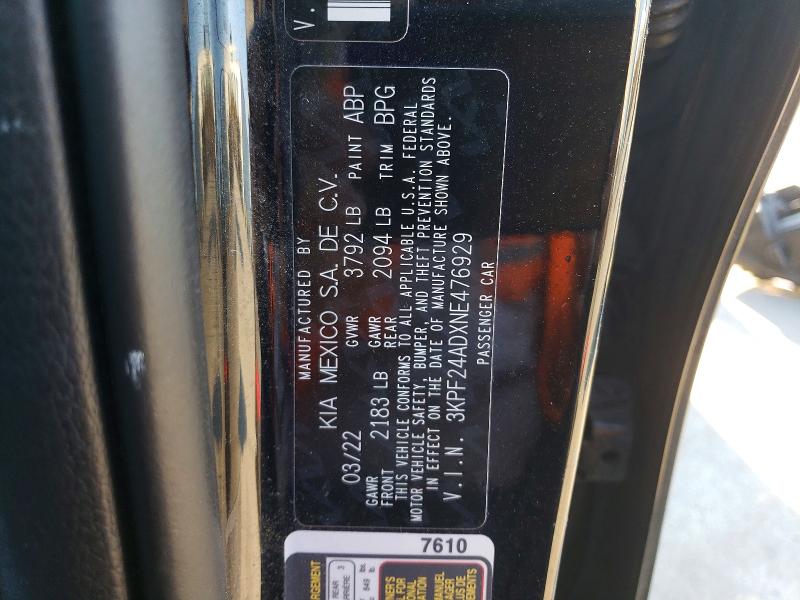 Aukcja sprzedaży 2022 Kia Forte, vin: 3KPF24ADXNE476929, numer aukcji: 46408766