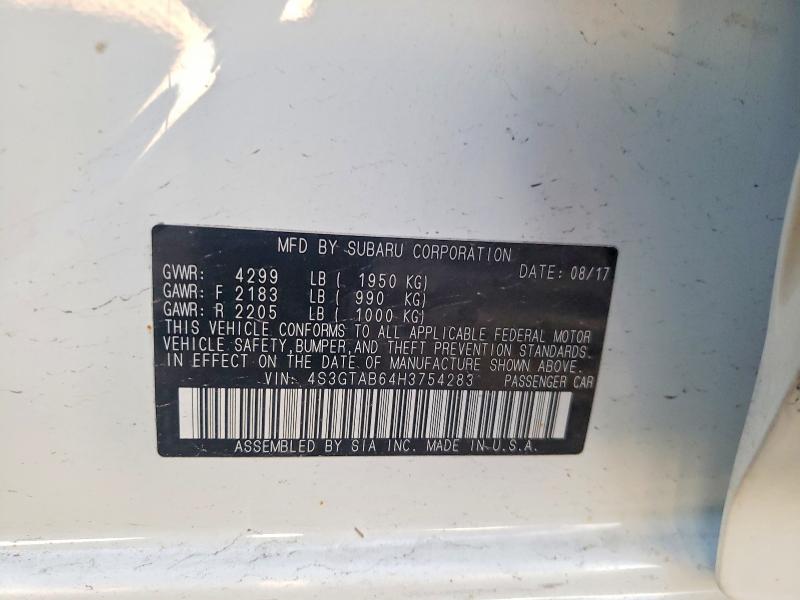 2017 Subaru Impreza მანქანა იყიდება აუქციონზე, vin: 4S3GTAB64H3754283, აუქციონის ნომერი: 47962466