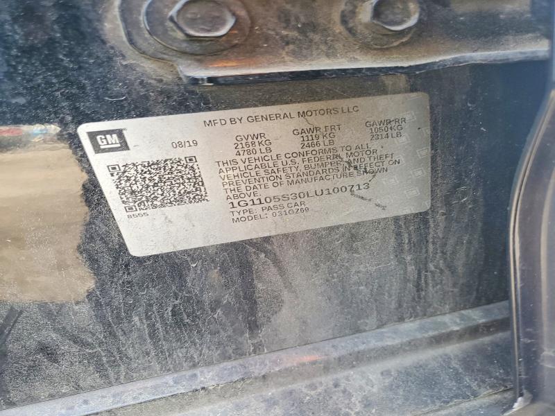 Aukcja sprzedaży 2020 Chevrolet Impala, vin: 1G1105S30LU100713, numer aukcji: 47000686