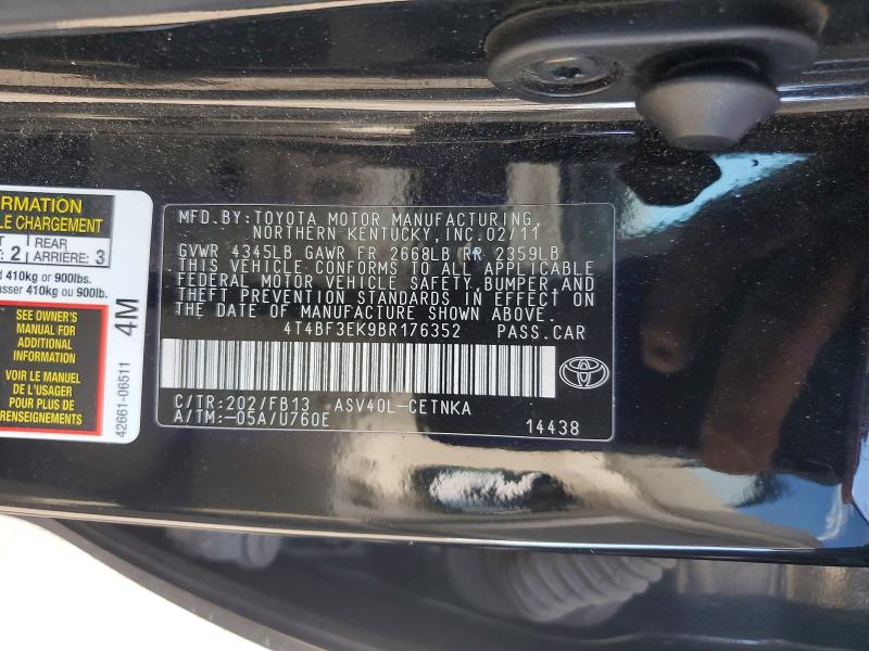 Продаж на аукціоні авто 2011 Toyota Camry, vin: 4T4BF3EK9BR176352, номер лоту: 79304805