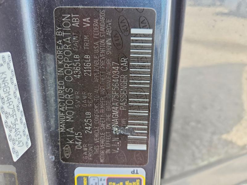 47375256 :رقم المزاد ، KNAGM4A75F5640347 vin ، 2015 Kia Optima مزاد بيع