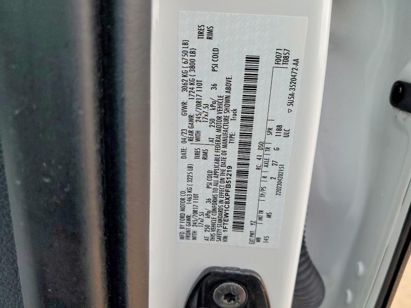 2023 Ford F150 მანქანა იყიდება აუქციონზე, vin: 1FTEW1C8XPFB51219, აუქციონის ნომერი: 79311685