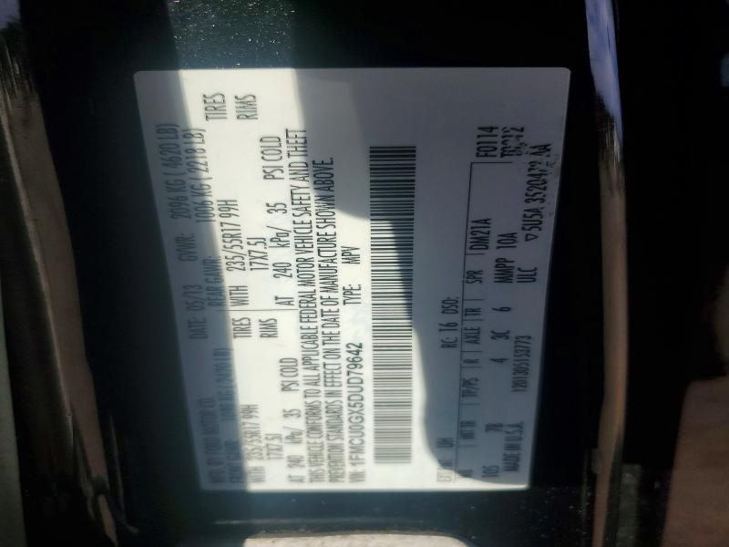 2013 Ford Escape მანქანა იყიდება აუქციონზე, vin: 1FMCU0GX5DUD79642, აუქციონის ნომერი: 46657876