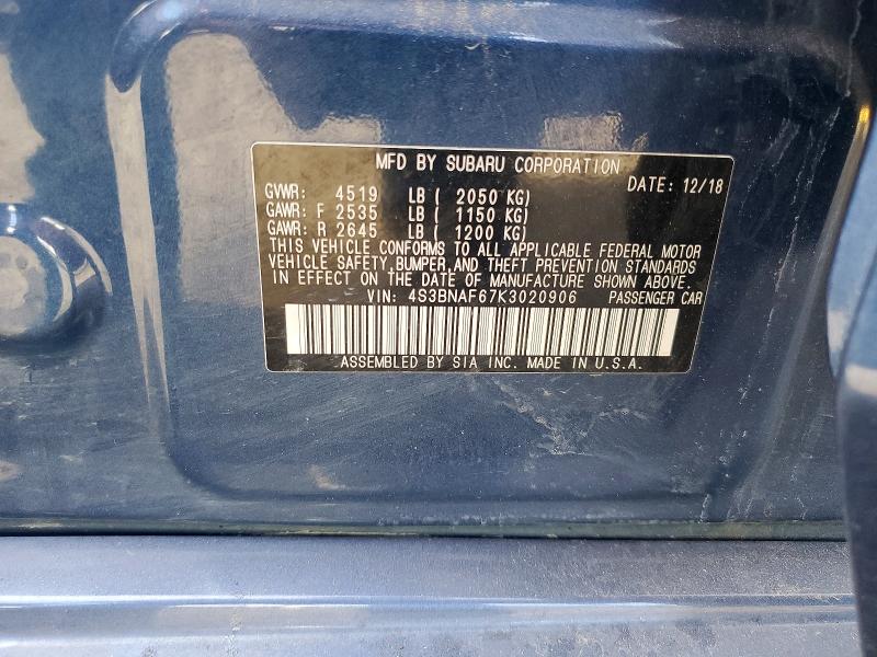 Aukcja sprzedaży 2019 Subaru Legacy, vin: 4S3BNAF67K3020906, numer aukcji: 47036456