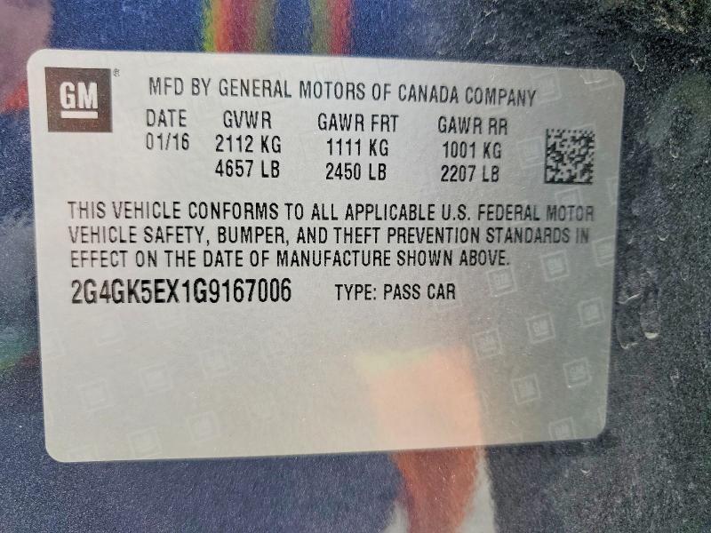 41660306 :رقم المزاد ، 2G4GK5EX1G9167006 vin ، 2016 Buick Regal مزاد بيع