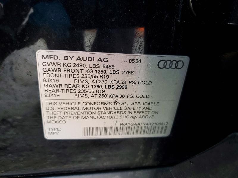 42040286 :رقم المزاد ، WA1GAAFY4R2106817 vin ، 2024 Audi Q5 مزاد بيع