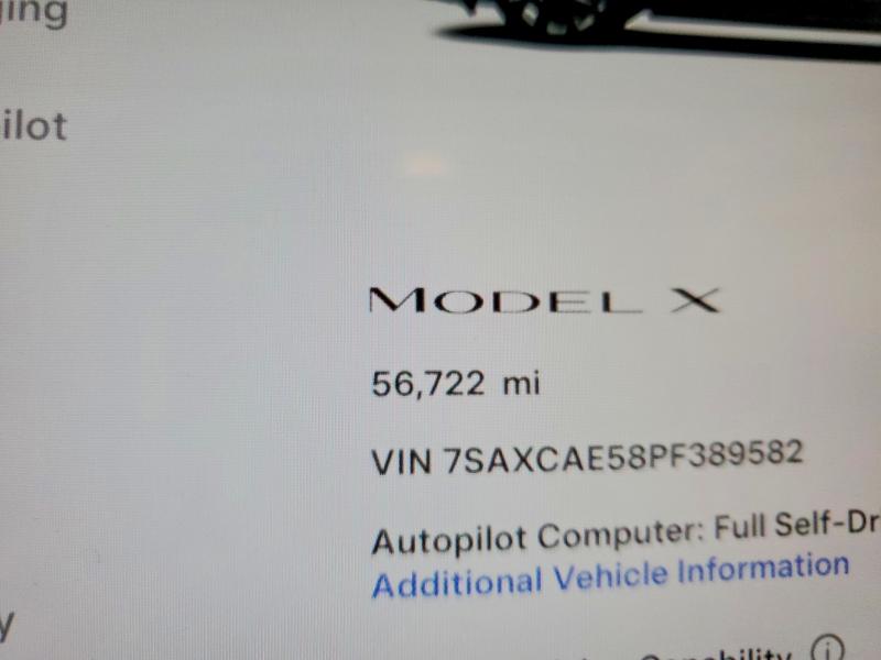 2023 Tesla Model X მანქანა იყიდება აუქციონზე, vin: 7SAXCAE58PF389582, აუქციონის ნომერი: 41782486